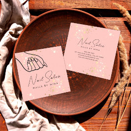 Rosa Guld Specks Hand Nail Salon Fyrkantigt Visitkort