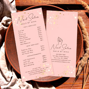 Rosa Guld Specks Nail Salon Pris lista Reklamkort