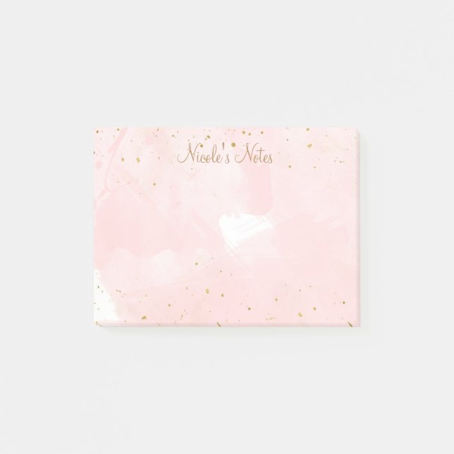  Rosa Guld Splatter Modern Glam Personlig Post-it Block (Framsida)