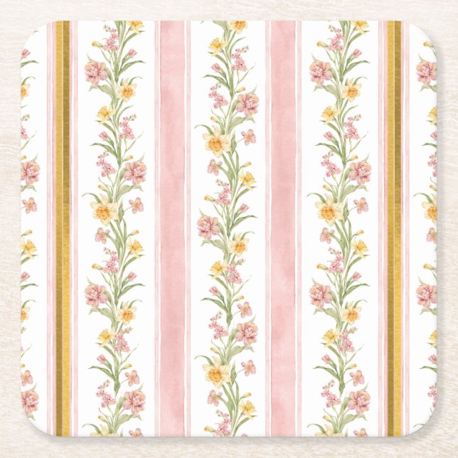 Rosa Guld Square Underlägg Papper Kvadrat (Framsidan)