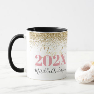 rosa guld studenten glitter elegant, skript mugg