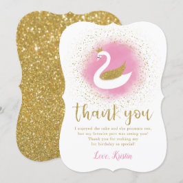 Rosa Guld Svan Princess Birthday Tack du-kort