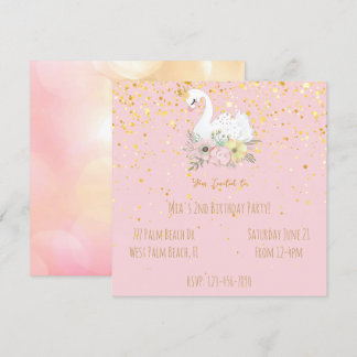 Rosa & Guld Svan Princess Flick kalas Inv
