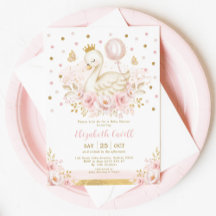 Rosa Guld Svanprinsessa med Ballong Baby Shower