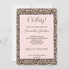 Rosa guld svart leopardtryck inbjudningar