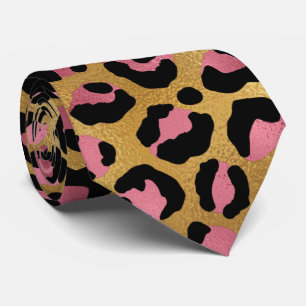 Rosa guld svartleopard avtryck chic på djurhud slips