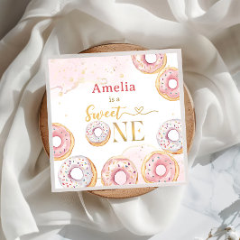 Rosa Guld Sweet One Donut Birthday Pappersservett