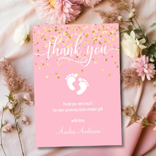 Rosa Guld TACK Baby Shower Girl FOTO Kort