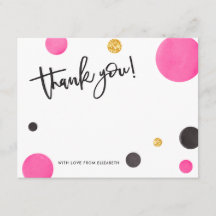 Rosa & guld- tackkort - modern polka dots