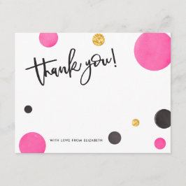 Rosa & guld- tackkort - modern polka dots tack kort