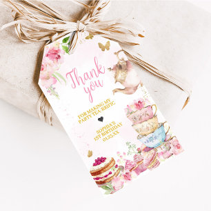 Rosa Guld Tea Par-Tea-Födelsedagsfestens favoritmä Presentetikett