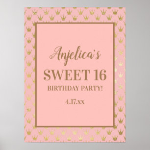  Rosa Guld Tiaras Girl's Sweet 16 Poster