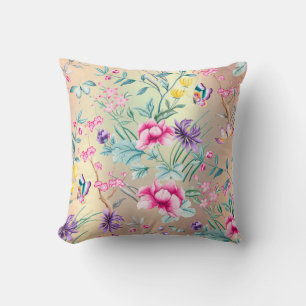 Rosa guld- Tiffany för bohemisk Chinoiserie fjär Kudde