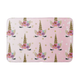 Rosa & Guld Trendig Modern Enhörningshorn #2 Badrumsmatta