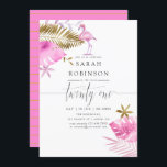 Rosa & Guld Tropical Flamingo 21:a födelsedagen Pa Inbjudningar<br><div class="desc">21:a födelsedag med 21:a födelsedag med handskriftstypografi med rosa flamingo och rosa och guld foil löv är designade för att snabbt och enkelt kunna anpassas till dina händelsespecifikationer.</div>