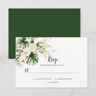 Rosa Guld Tropical Watercolor Blommigt Bröllop OSA Kort