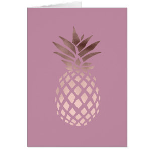 rosa guld- tropisk ananas för elegant chickfrikä hälsningskort