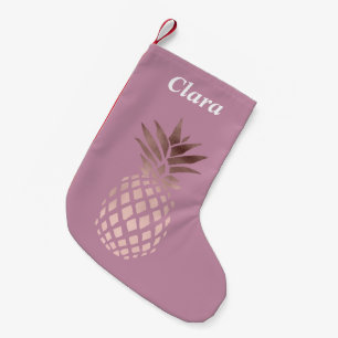 rosa guld- tropisk ananas för elegant chickfrikä liten julstrumpa