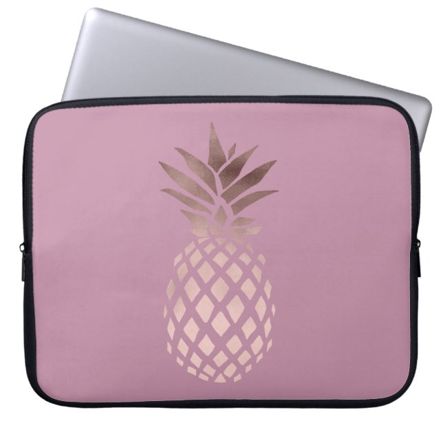 rosa guld- tropisk ananas för elegant chickfrikänd laptop sleeve (Framsidan)