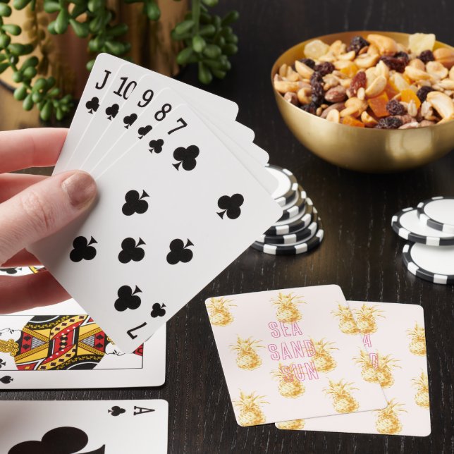 Rosa Guld Tropiska Ananas Casinokort (På plats)