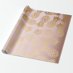 rosa guld- tropiskt ananasmönster för elegant fa presentpapper