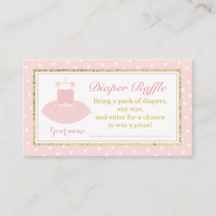 Rosa & Guld Tutu Baby Shower Diaper Raffle Biljett Tilläggskort