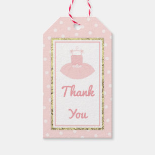 Rosa & Guld Tutu Baby Shower Gift Märkre Presentetikett