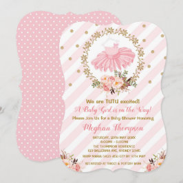 Rosa Guld Tutu Baby Shower Inbjudan Ballerina Ball