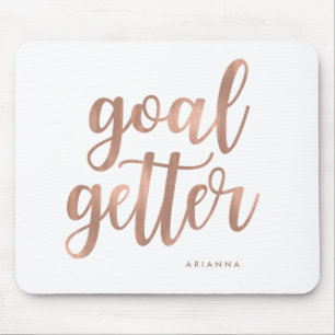 Rosa guld- typografi för Faux på målgetteren f Musmatta