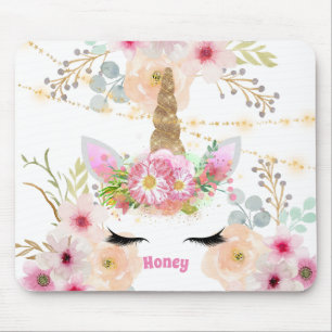 Rosa Guld Unicorn Ansikte Trendig Girls Gift Musmatta