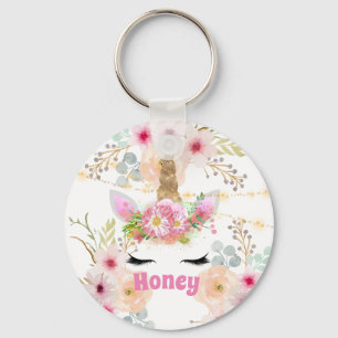 Rosa Guld Unicorn Ansikte Trendig Girls Gift Nyckelring