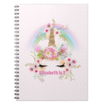 Rosa Guld UNICORN Rainbow Flowers Girls NAMED Gift