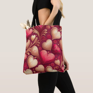 ROSA & GULD VALENTINE KÄRLEK HEARTS TYGKASSE