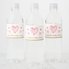 Rosa Guld Valentines Baby Shower Födelsedagsfest Vattenflaskor Etikett