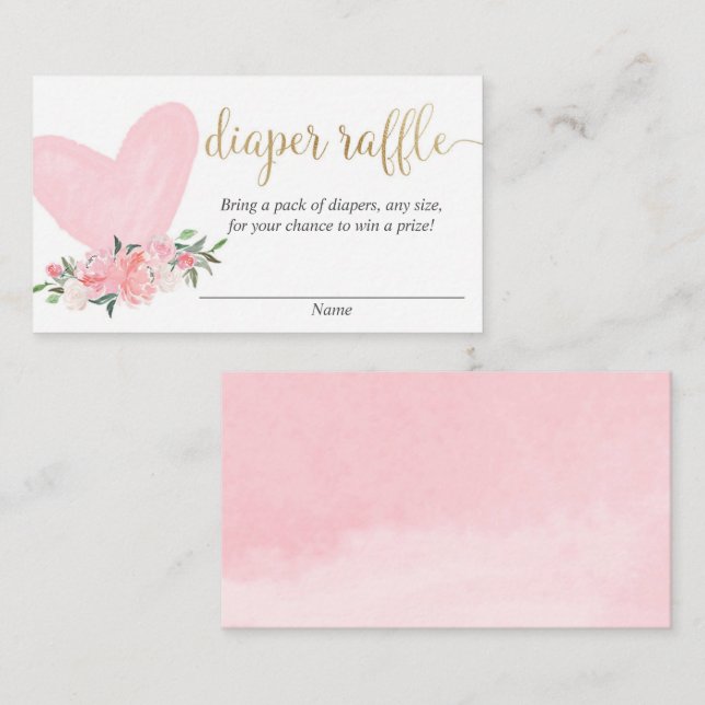 Rosa guld valentines day-hjärtbladet i tilläggskort (Fram/baksida)