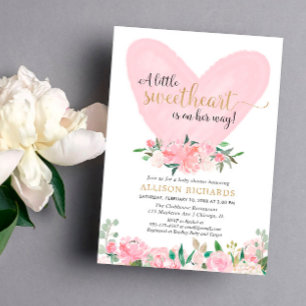 Rosa guld Valentines, raring, babydusch Inbjudningar