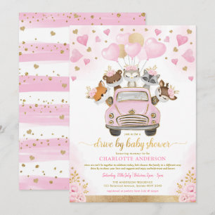 Rosa Guld Valentines Woodland Drive by Baby Shower Inbjudningar