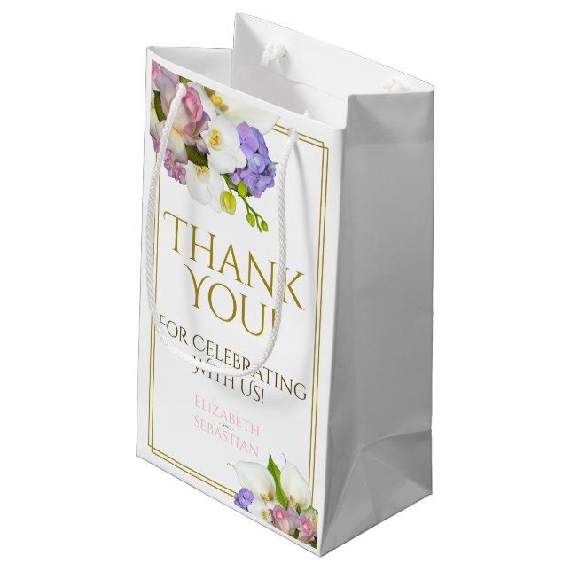 Rosa & Guld Vår Pastel Blommigt Bröllop (Baksidan Vinklad)