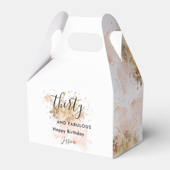 Rosa Guld vattenfärg 30 och Fabulous 30års födelse Presentaskar (Baksidan Sidan)