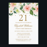 Rosa Guld vattenfärgad Blommigt 21:a födelsedagen Inbjudningar<br><div class="desc">Mer modern söt blommigt på födelsedagsinbjudningar i Little Bayleigh Store!</div>