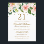 Rosa Guld vattenfärgad Blommigt 21:a födelsedagen Inbjudningar<br><div class="desc">Mer modern söt blommigt på födelsedagsinbjudningar i Little Bayleigh Store!</div>