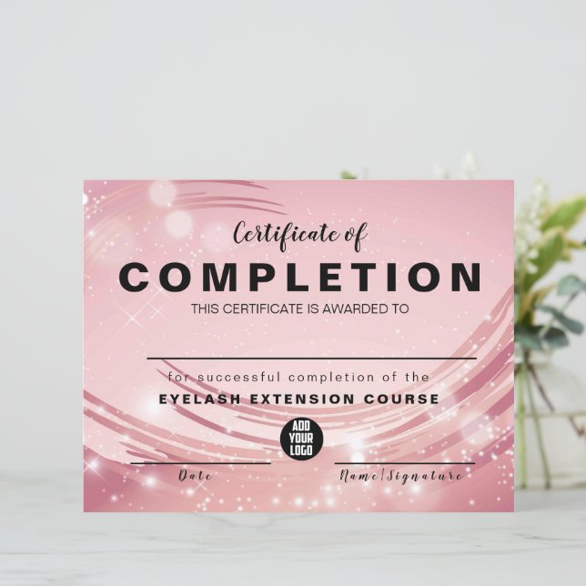 Rosa Guld vattenfärgscertifikat för  - ifyllande (Stående Fram)