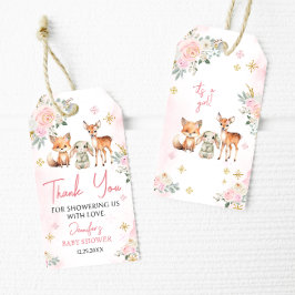 Rosa guld vinterbarndusch för barn tack för märkrn presentetikett