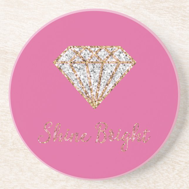 Rosa Guld Vit Glitter Diamant Underlägg (Framsidan)