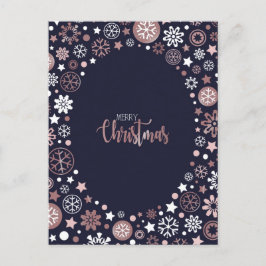 Rosa guld vit snöflingor-julmas-helgdagar helg vykort
