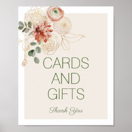 Rosa Guld Watercolor Blommigt Cards & presentation Poster