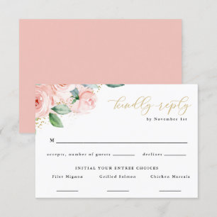 Rosa & Guld Watercolor Blommigt Food Choply OSA Kort