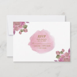 Rosa Guld Watercolor Blommigt Modern Elegant bröll OSA Kort