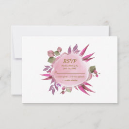 Rosa Guld Watercolor Blommigt Modern Elegant bröll OSA Kort