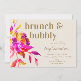 Rosa Guld Watercolor Blommigt Möhippa Brunch Inbjudningar
